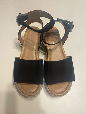 Soda Black Ankle-Strap Kids Sandals